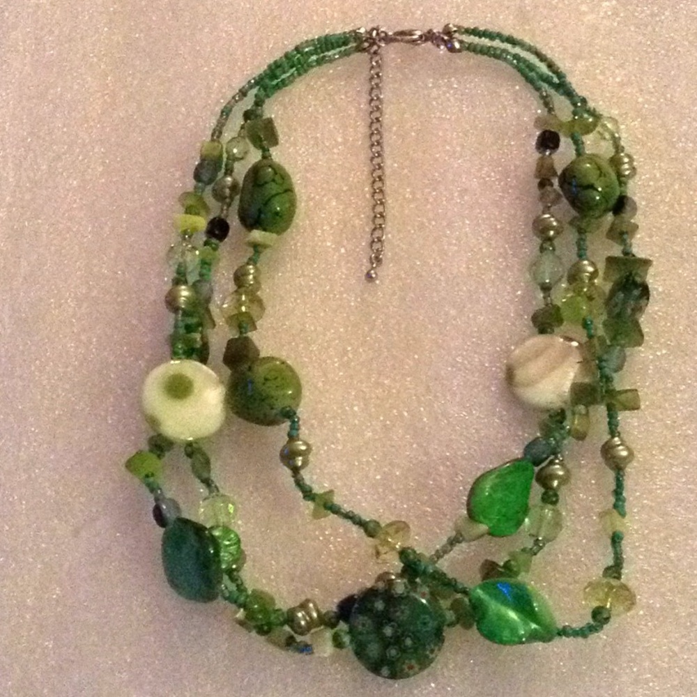Multi Stone /Beads Statement Necklace - image 3